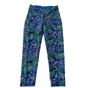 Lilly Pulitzer Luxletic Blue and Green Pants Golf Floral leggings Size Medium